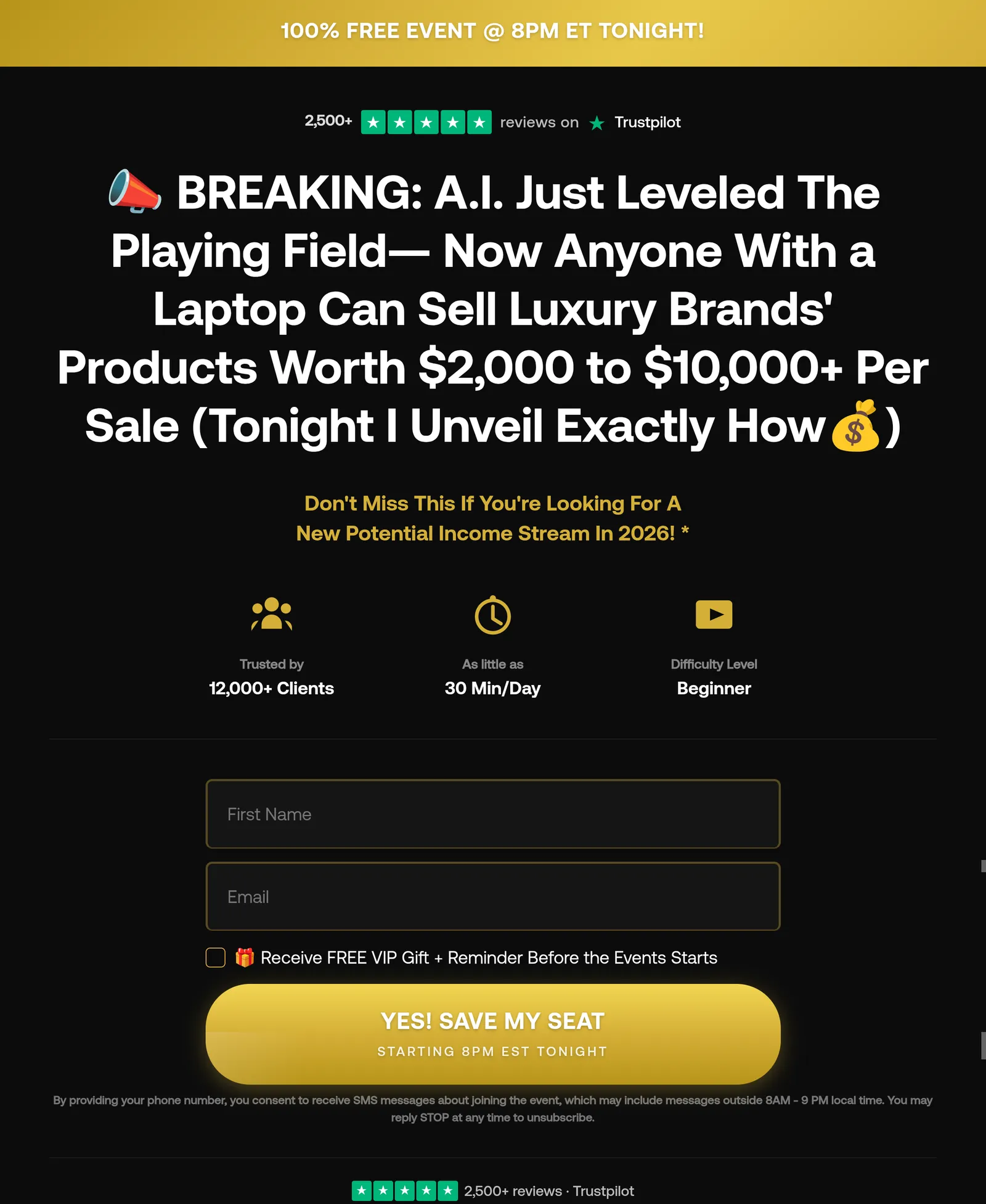 Ecom Live Webinar VIP Sign up